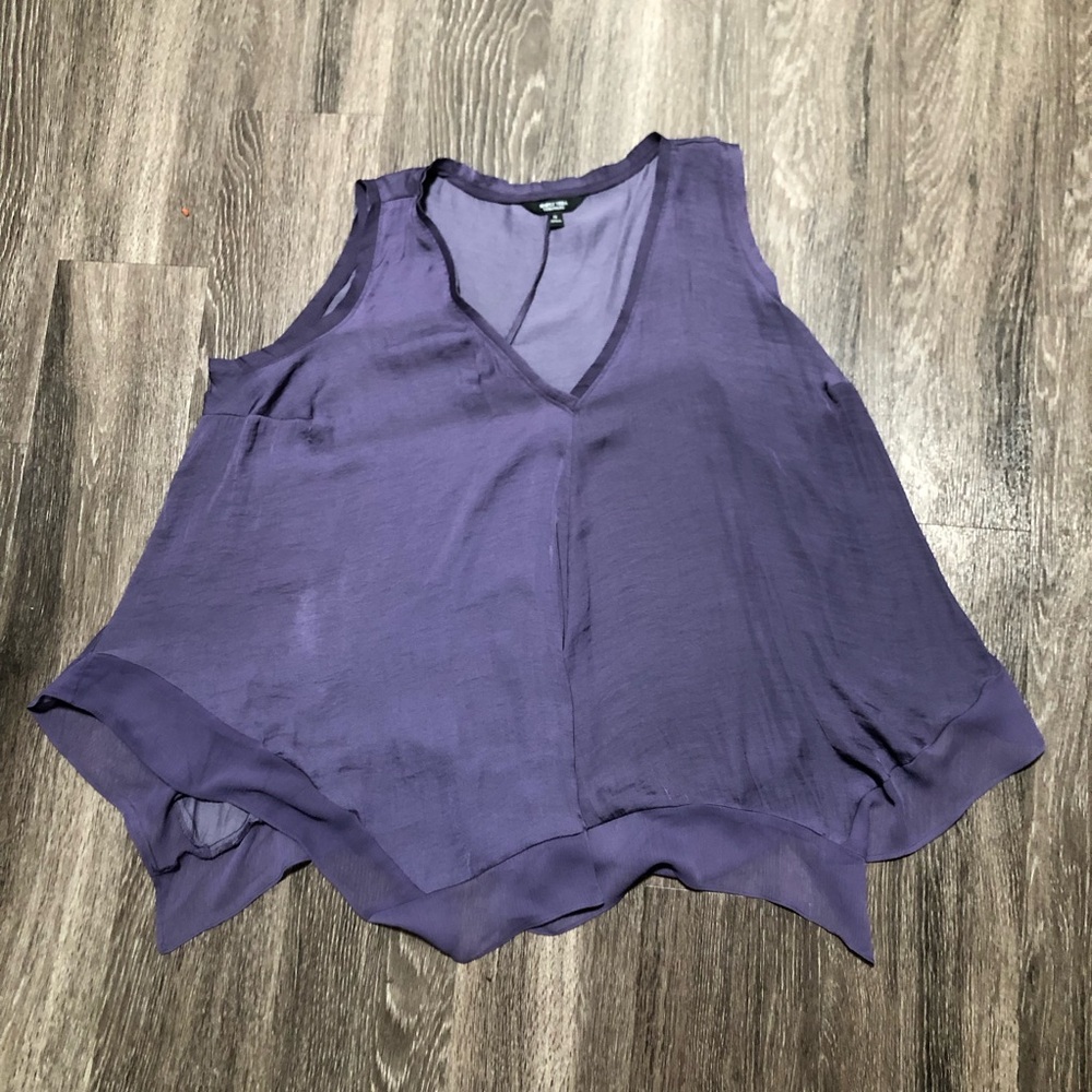 Simply Vera Vera Wang Purple V-Neck Asymmetrical Sharkbite Hem Tank Top 1X